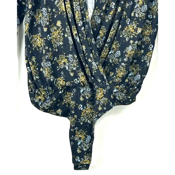 New Free People Intimately Turnt Faux Wrap Long Sleeve Bodysuit Night Combo Sz L - Picture 7 of 13